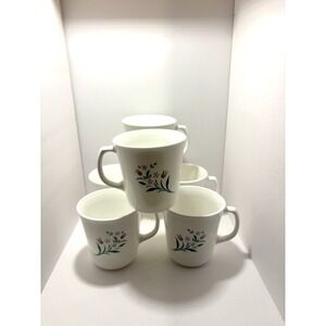 Set‎ of 6 Corning Rosemarie Coffee Mugs Pink Tulip Flowers Microwave Safe